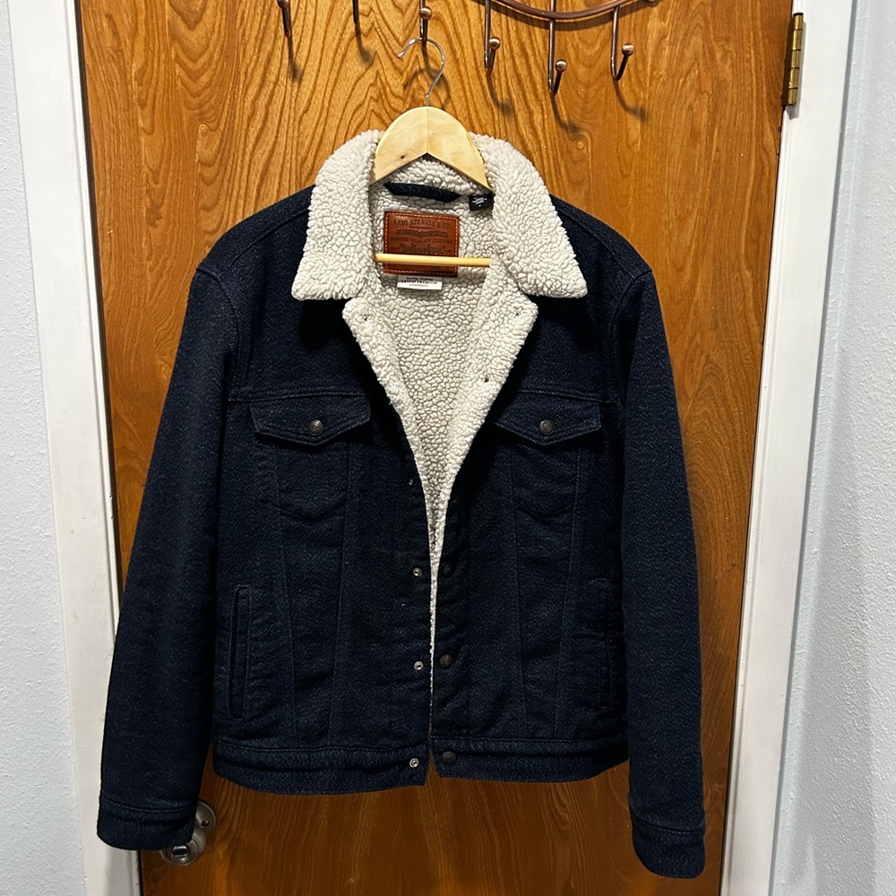 Corduroy High Pile Fleece Lined Trucker Shacket-M
